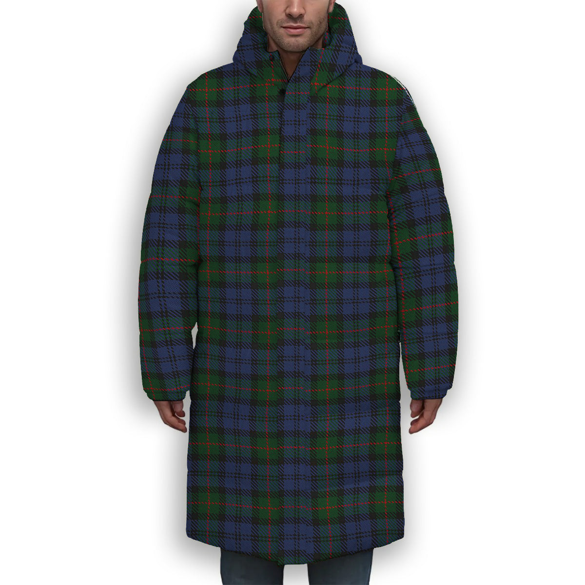 ScotsTee Shop Scottish Murray 1810 Premium Tartan Long Down Jacket Winter White Duck Down Plaid