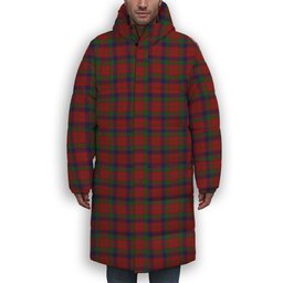 ScotsTee Shop Scottish Robertson Premium Tartan Long Down Jacket Winter White Duck Down Plaid