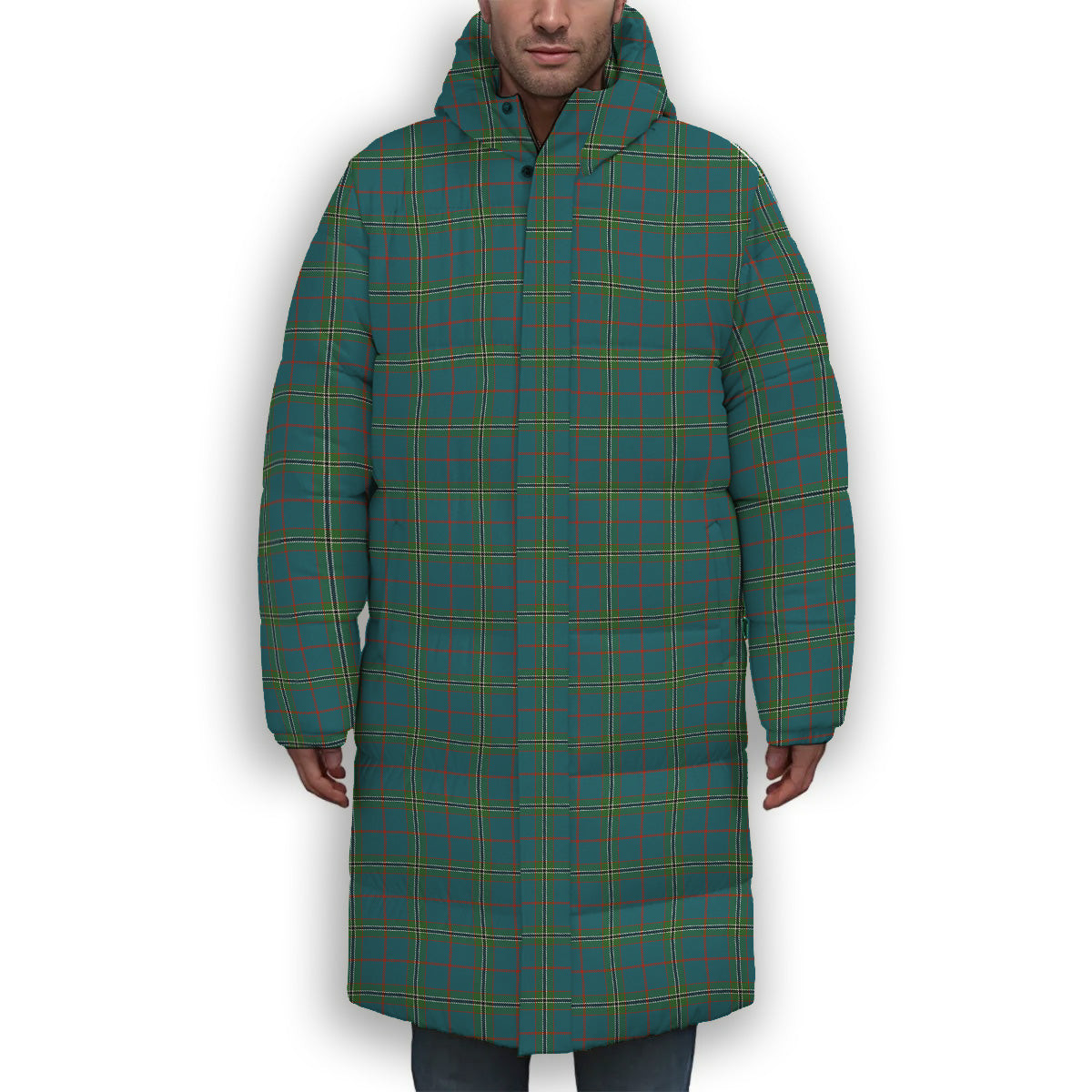 ScotsTee Shop Scottish Norris (Norreys) Ancient Premium Tartan Long Down Jacket Winter White Duck Down Plaid