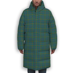 ScotsTee Shop Scottish Norris (Norreys) Ancient Premium Tartan Long Down Jacket Winter White Duck Down Plaid