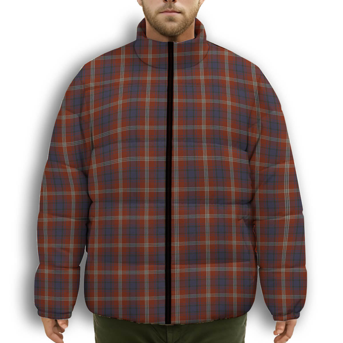 ScotsTee Shop Scottish Ainslie SC Premium Tartan Collar Down Jacket Winter White Duck Down Plaid