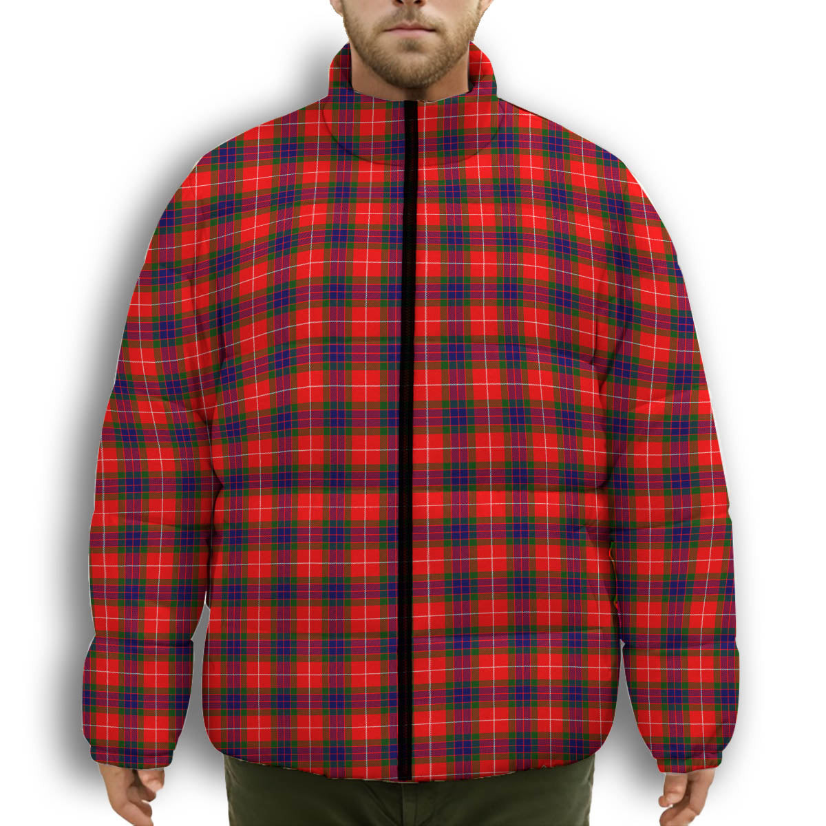 ScotsTee Shop Scottish Abernethy Premium Tartan Collar Down Jacket Winter White Duck Down Plaid
