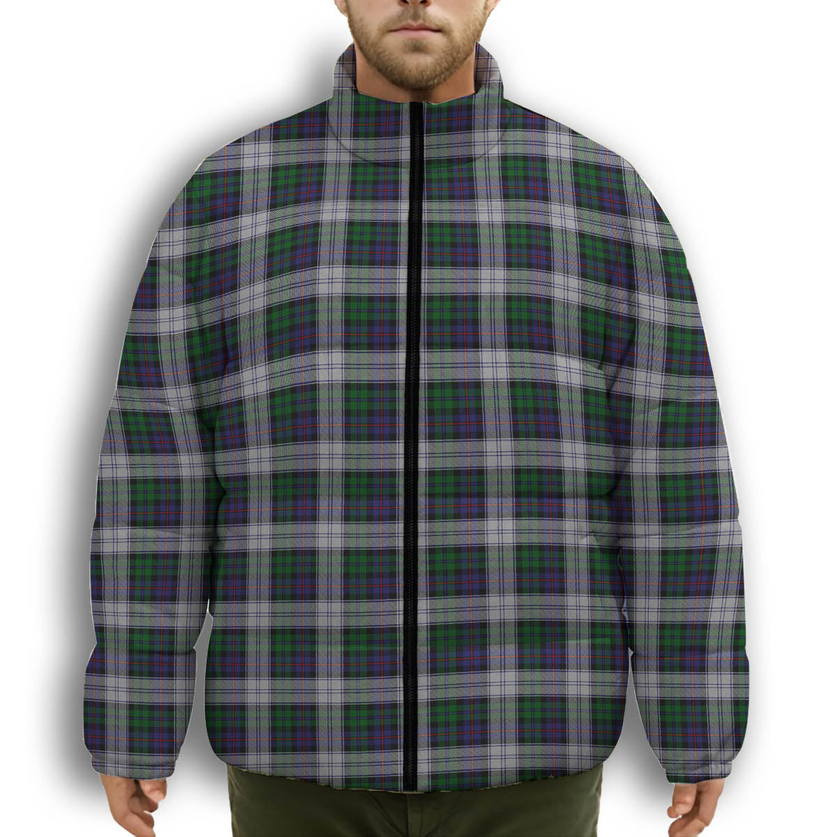 ScotsTee Shop Scottish Argyle Dress Premium Tartan Collar Down Jacket Winter White Duck Down Plaid