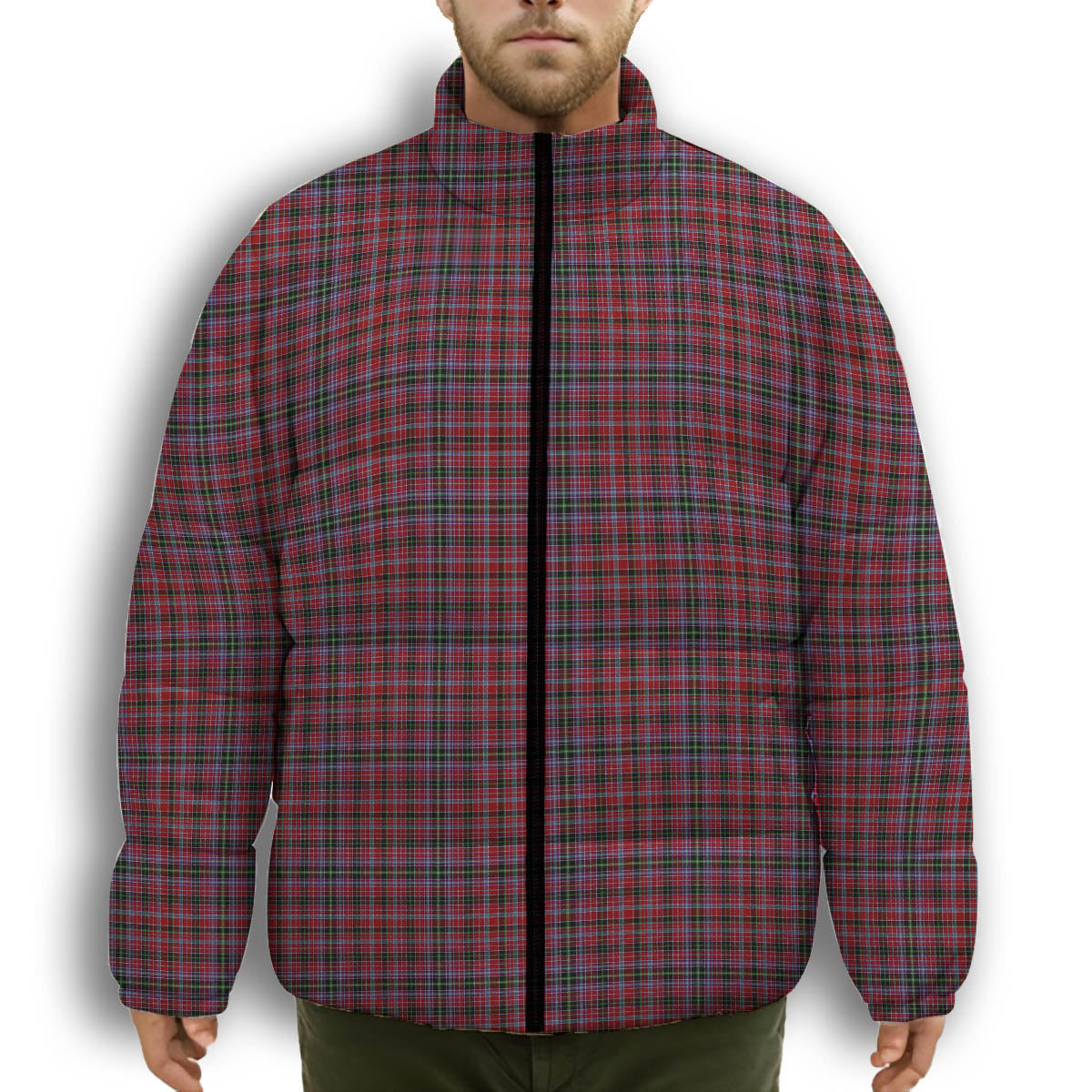 ScotsTee Shop Scottish Aberdeen Premium Tartan Collar Down Jacket Winter White Duck Down Plaid