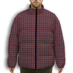 ScotsTee Shop Scottish Aberdeen Premium Tartan Collar Down Jacket Winter White Duck Down Plaid