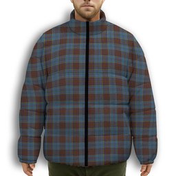 ScotsTee Shop Scottish Anderson Paton Premium Tartan Collar Down Jacket Winter White Duck Down Plaid