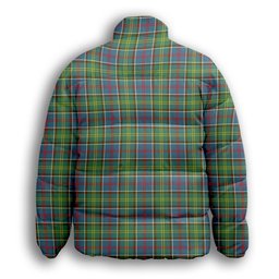 ScotsTee Shop Scottish Ayrshire District Premium Tartan Collar Down Jacket Winter White Duck Down Plaid