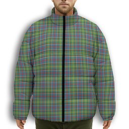 ScotsTee Shop Scottish Ayrshire District Premium Tartan Collar Down Jacket Winter White Duck Down Plaid