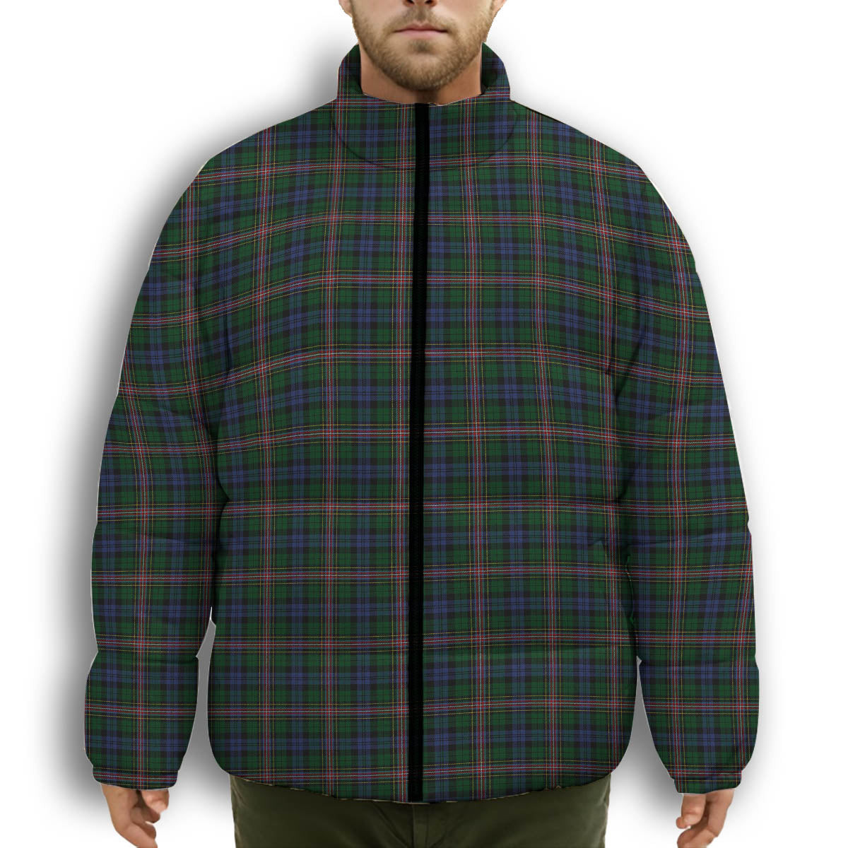ScotsTee Shop Scottish Allison Premium Tartan Collar Down Jacket Winter White Duck Down Plaid