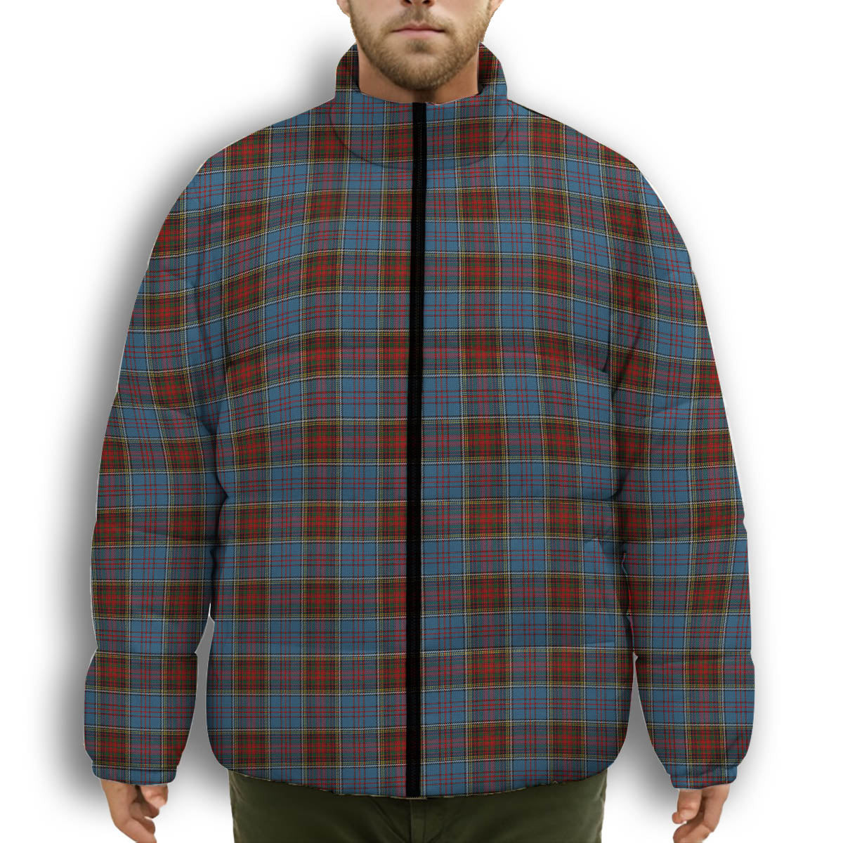 ScotsTee Shop Scottish Anderson MacGregor Hastie 1 Premium Tartan Collar Down Jacket Winter White Duck Down Plaid