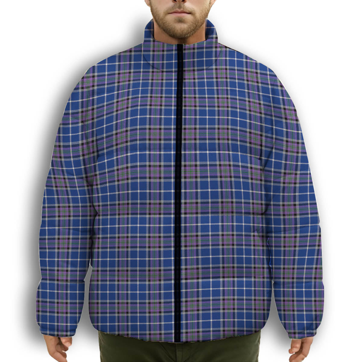 ScotsTee Shop Scottish Alexander of Menstry Ancient Premium Tartan Collar Down Jacket Winter White Duck Down Plaid