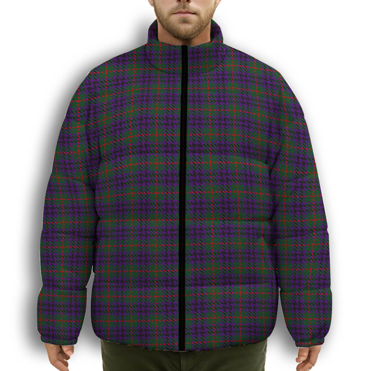 ScotsTee Shop Scottish Austin Wilsons No 137 Premium Tartan Collar Down Jacket Winter White Duck Down Plaid
