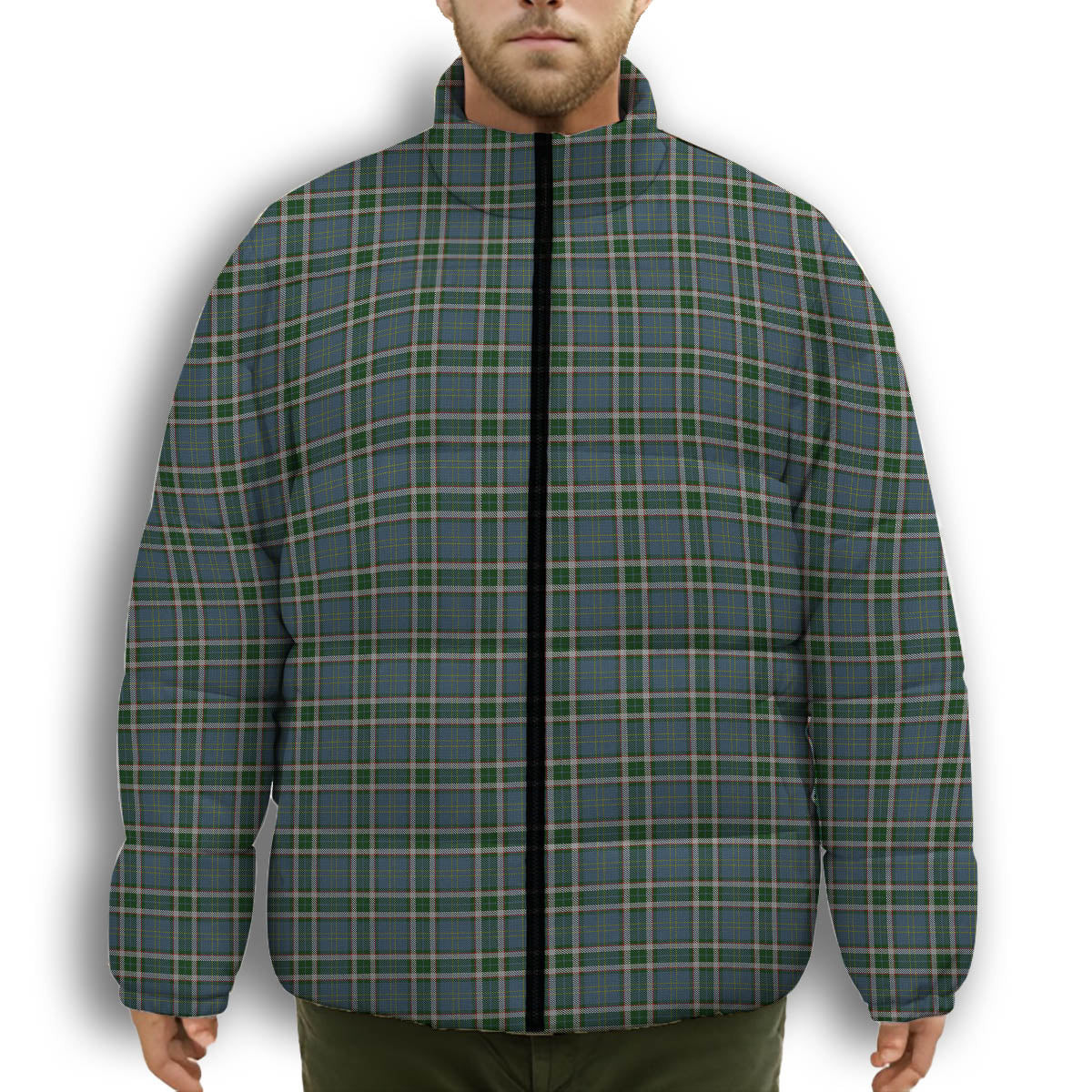 ScotsTee Shop Scottish Bahamas Premium Tartan Collar Down Jacket Winter White Duck Down Plaid