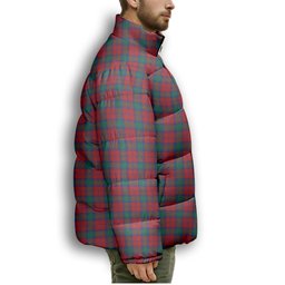 ScotsTee Shop Scottish Auchinleck Premium Tartan Collar Down Jacket Winter White Duck Down Plaid