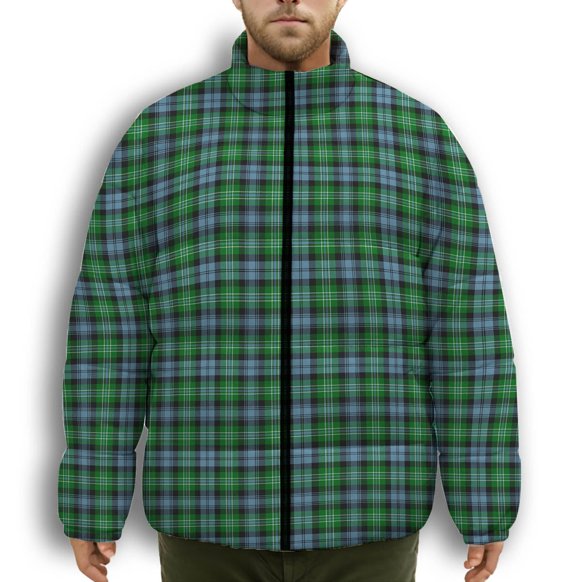ScotsTee Shop Scottish Arbuthnot Ancient Premium Tartan Collar Down Jacket Winter White Duck Down Plaid