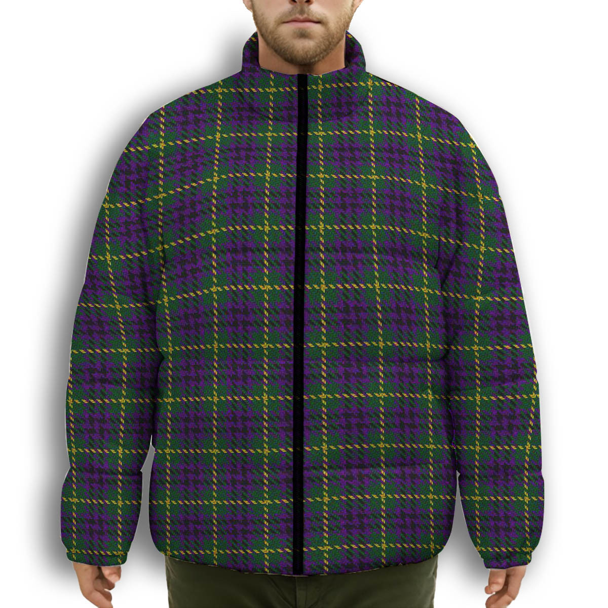 ScotsTee Shop Scottish Austin Wilsons No 173 Premium Tartan Collar Down Jacket Winter White Duck Down Plaid