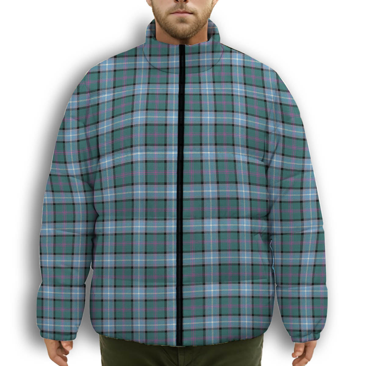 ScotsTee Shop Scottish Alexander of Menstry Hunting Ancient Premium Tartan Collar Down Jacket Winter White Duck Down Plaid