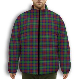ScotsTee Shop Scottish Akins Premium Tartan Collar Down Jacket Winter White Duck Down Plaid