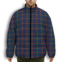 ScotsTee Shop Scottish Agnew Modern Premium Tartan Collar Down Jacket Winter White Duck Down Plaid