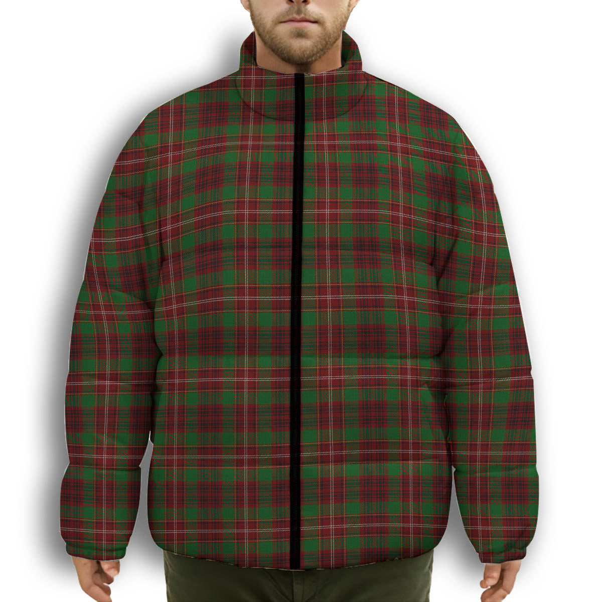 ScotsTee Shop Scottish Ainslie 2 Premium Tartan Collar Down Jacket Winter White Duck Down Plaid