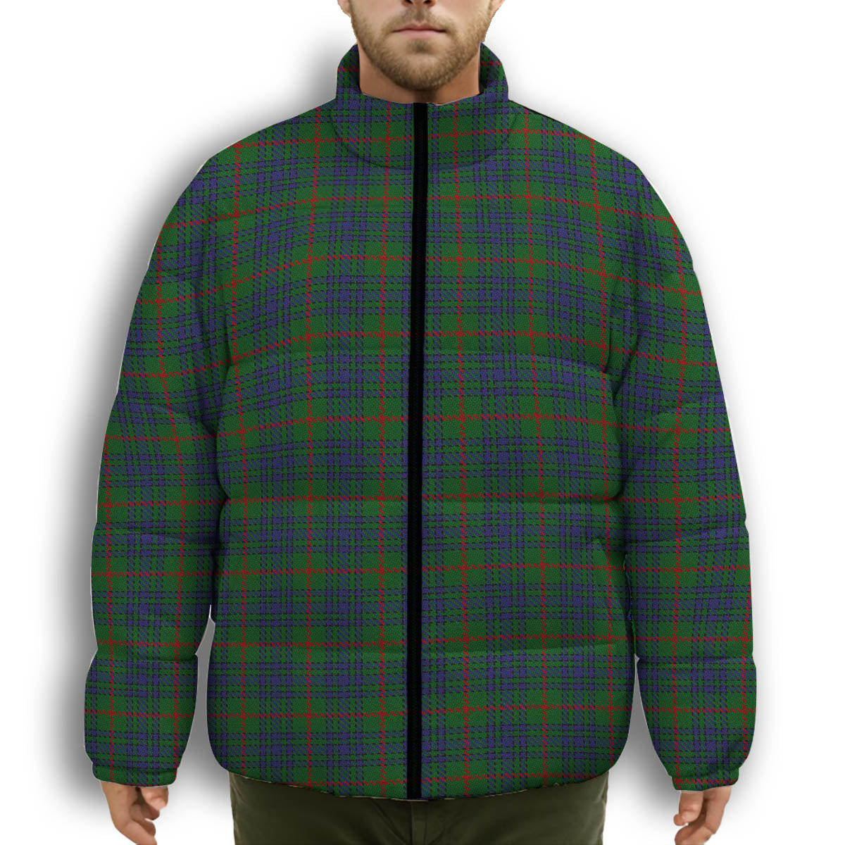 ScotsTee Shop Scottish Aiton Premium Tartan Collar Down Jacket Winter White Duck Down Plaid