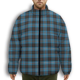 ScotsTee Shop Scottish Angus Ancient Premium Tartan Collar Down Jacket Winter White Duck Down Plaid