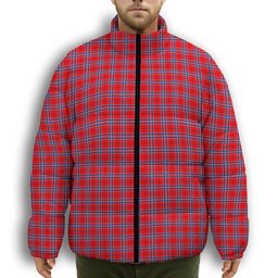 ScotsTee Shop Scottish American National Premium Tartan Collar Down Jacket Winter White Duck Down Plaid