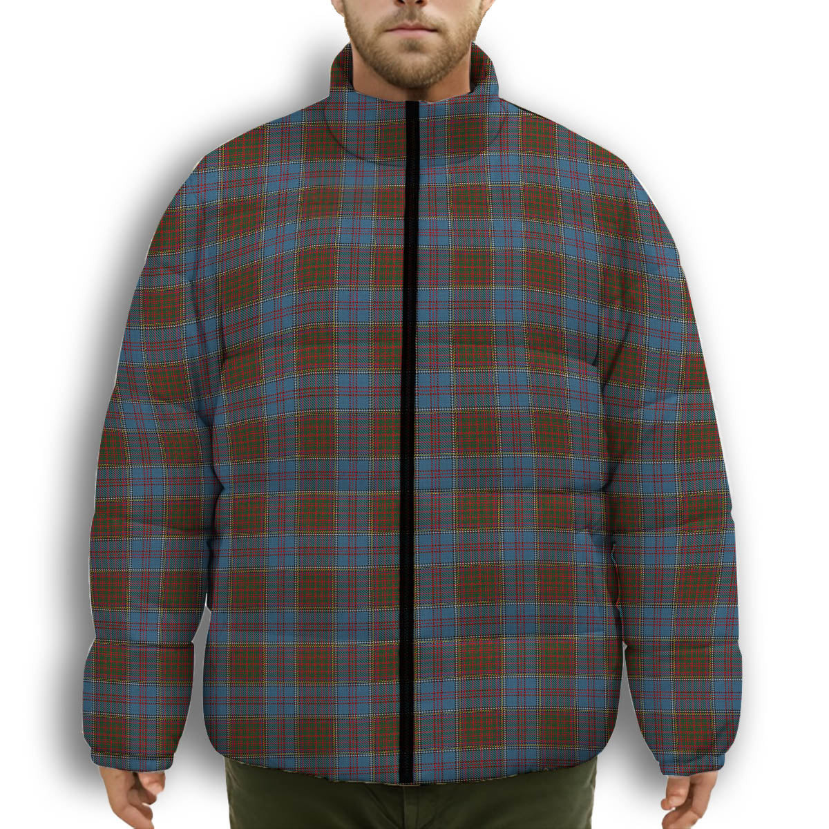 ScotsTee Shop Scottish Anderson MacGregor Hastie 4 Premium Tartan Collar Down Jacket Winter White Duck Down Plaid