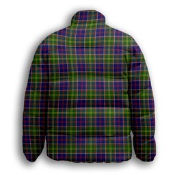 ScotsTee Shop Scottish Ayrshire Premium Tartan Collar Down Jacket Winter White Duck Down Plaid