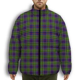 ScotsTee Shop Scottish Ayrshire Premium Tartan Collar Down Jacket Winter White Duck Down Plaid