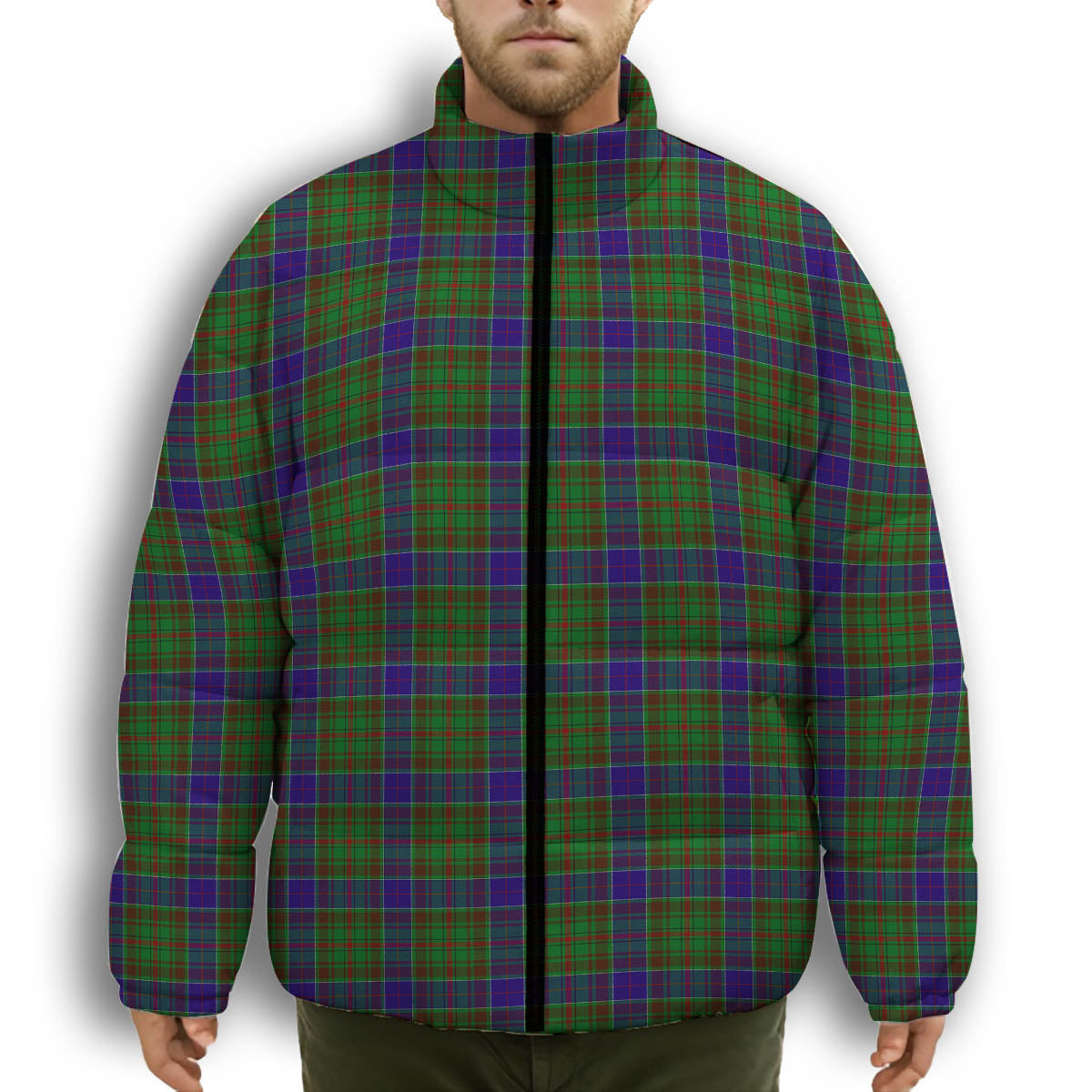 ScotsTee Shop Scottish Adam Premium Tartan Collar Down Jacket Winter White Duck Down Plaid