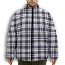ScotsTee Shop Scottish Alexander of Menstry Dress Modern Premium Tartan Collar Down Jacket Winter White Duck Down Plaid
