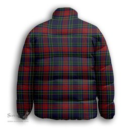 ScotsTee Shop Scottish Allison Red Premium Tartan Collar Down Jacket Winter White Duck Down Plaid