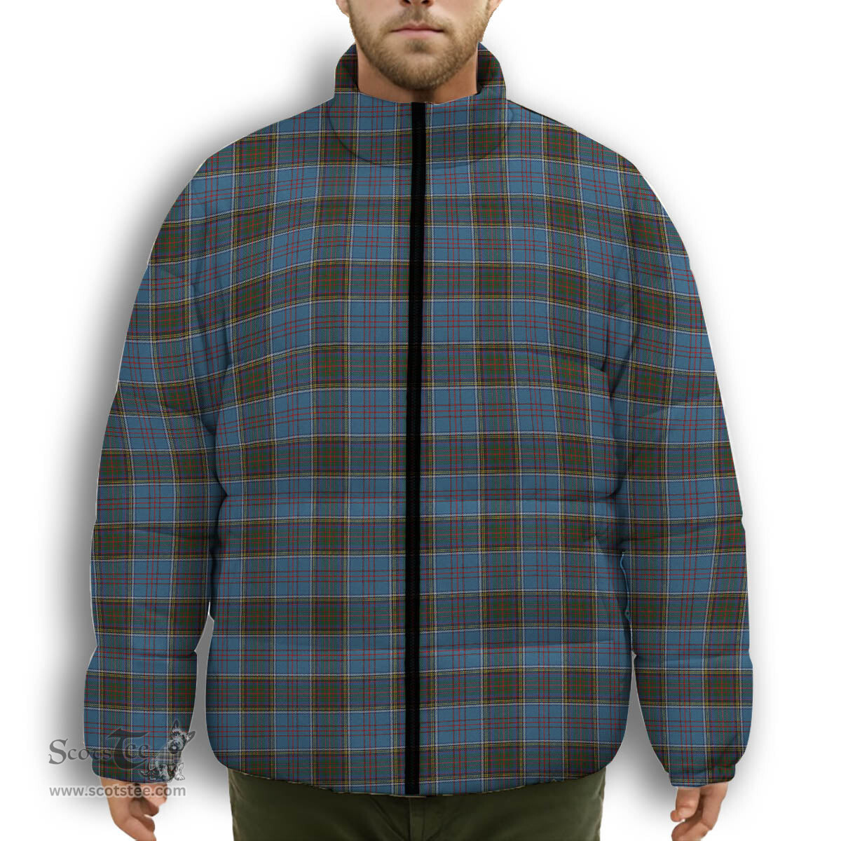 ScotsTee Shop Scottish Anderson MacGregor Hastie 2 Premium Tartan Collar Down Jacket Winter White Duck Down Plaid
