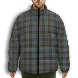 ScotsTee Shop Scottish Anderson Premium Tartan Collar Down Jacket Winter White Duck Down Plaid