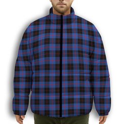 ScotsTee Shop Scottish Angus Modern Premium Tartan Collar Down Jacket Winter White Duck Down Plaid