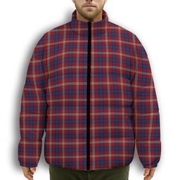 ScotsTee Shop Scottish Ainslie Premium Tartan Collar Down Jacket Winter White Duck Down Plaid