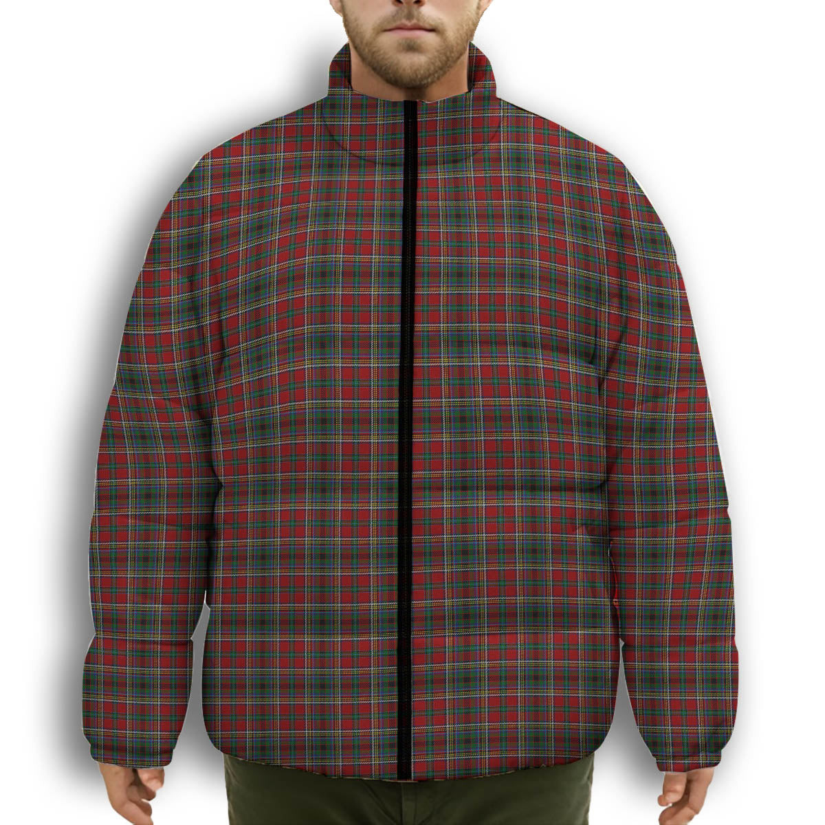 ScotsTee Shop Scottish Anderson of Ardbrake Premium Tartan Collar Down Jacket Winter White Duck Down Plaid