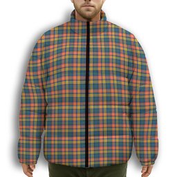 ScotsTee Shop Scottish Buchanan Ancient Premium Tartan Collar Down Jacket Winter White Duck Down Plaid