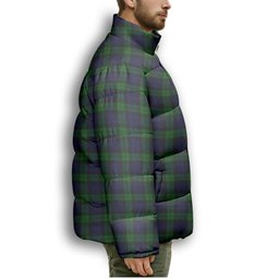 ScotsTee Shop Scottish Black Watch Premium Tartan Collar Down Jacket Winter White Duck Down Plaid