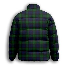 ScotsTee Shop Scottish Black Watch Premium Tartan Collar Down Jacket Winter White Duck Down Plaid