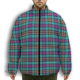 ScotsTee Shop Scottish Buchanan Inauguration Premium Tartan Collar Down Jacket Winter White Duck Down Plaid