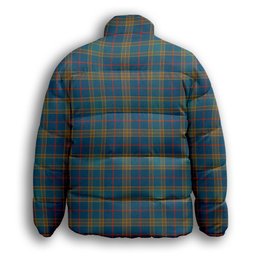 ScotsTee Shop Scottish Balfour Blue Ancient Premium Tartan Collar Down Jacket Winter White Duck Down Plaid