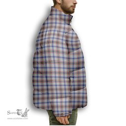 ScotsTee Shop Scottish Boswell Premium Tartan Collar Down Jacket Winter White Duck Down Plaid