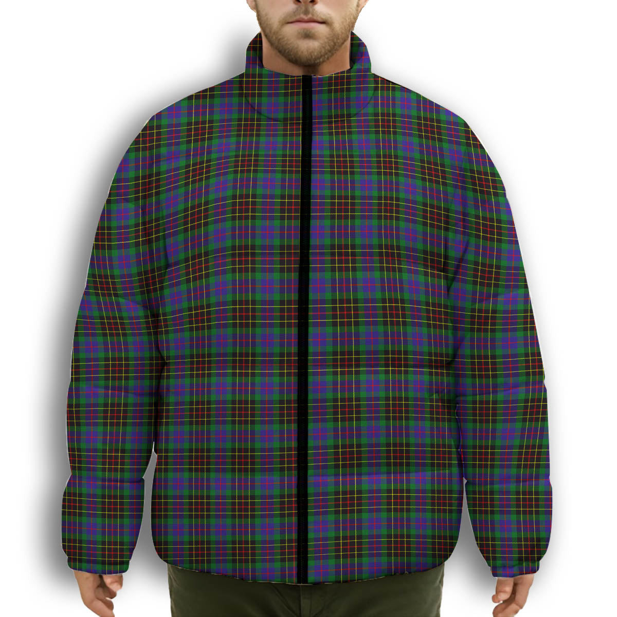ScotsTee Shop Scottish Brodie Hunting Modern Premium Tartan Collar Down Jacket Winter White Duck Down Plaid