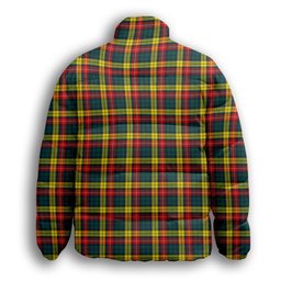 ScotsTee Shop Scottish Buchanan Modern Premium Tartan Collar Down Jacket Winter White Duck Down Plaid
