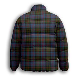 ScotsTee Shop Scottish Bowie Black Premium Tartan Collar Down Jacket Winter White Duck Down Plaid