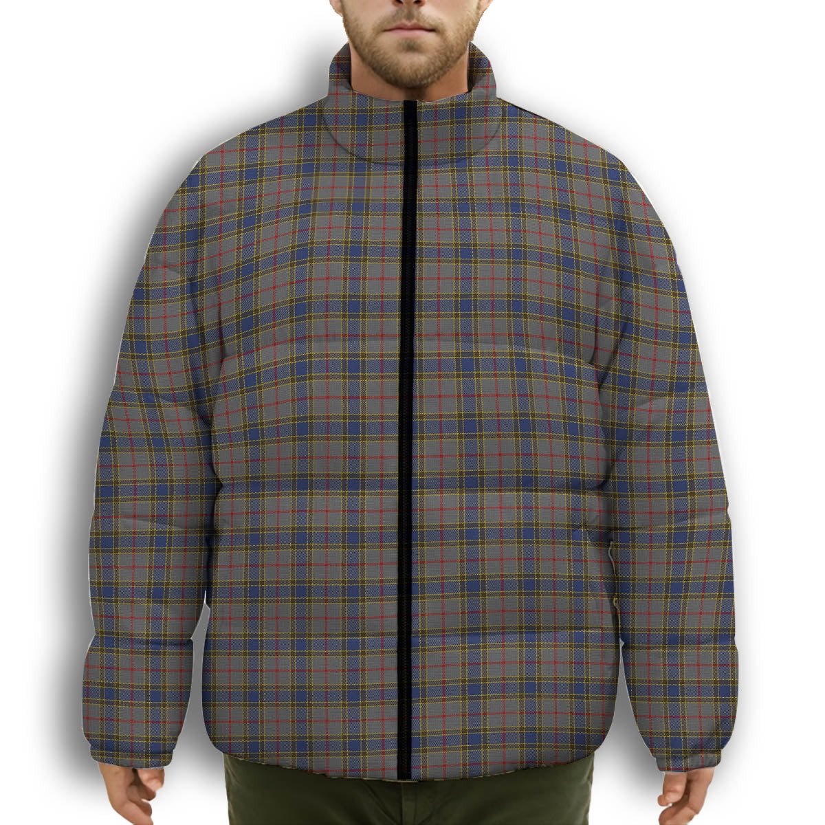 ScotsTee Shop Scottish Balfour Premium Tartan Collar Down Jacket Winter White Duck Down Plaid
