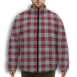 ScotsTee Shop Scottish Buchanan 1842 Premium Tartan Collar Down Jacket Winter White Duck Down Plaid