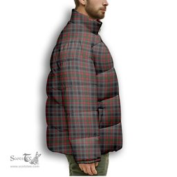 ScotsTee Shop Scottish Borthwick Hunting Premium Tartan Collar Down Jacket Winter White Duck Down Plaid
